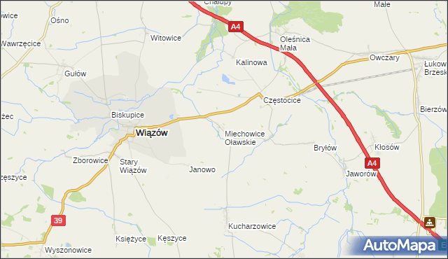 mapa Miechowice Oławskie, Miechowice Oławskie na mapie Targeo