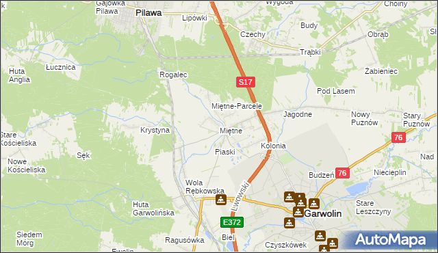 mapa Miętne, Miętne na mapie Targeo