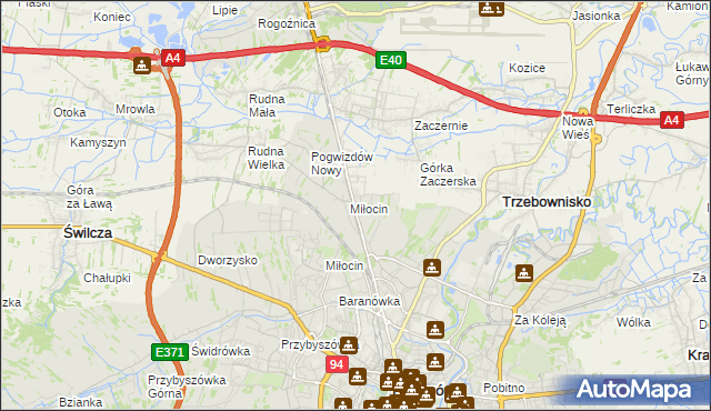 mapa Miłocin gmina Głogów Małopolski, Miłocin gmina Głogów Małopolski na mapie Targeo