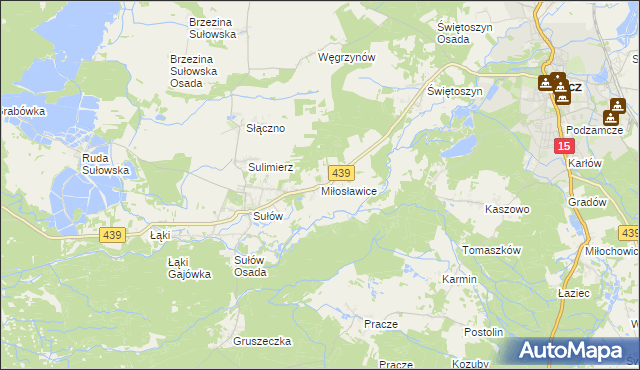 mapa Miłosławice gmina Milicz, Miłosławice gmina Milicz na mapie Targeo