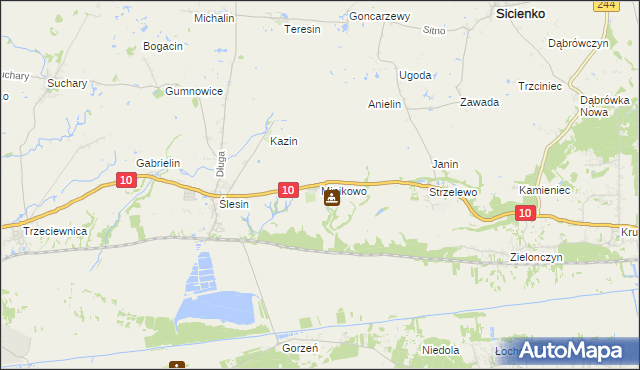 mapa Minikowo gmina Nakło nad Notecią, Minikowo gmina Nakło nad Notecią na mapie Targeo