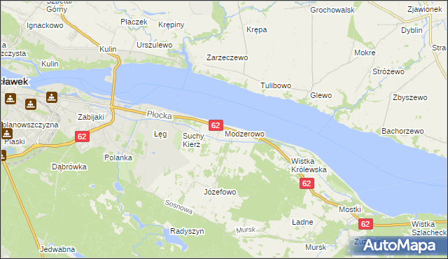 mapa Modzerowo gmina Włocławek, Modzerowo gmina Włocławek na mapie Targeo