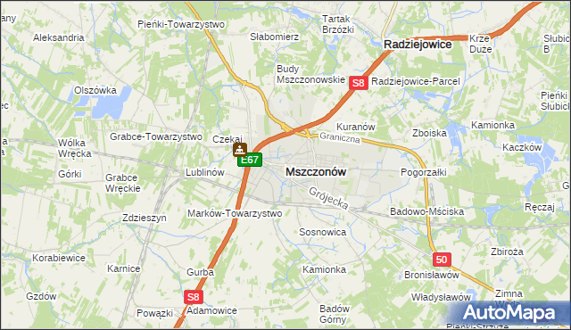 mapa Mszczonów, Mszczonów na mapie Targeo