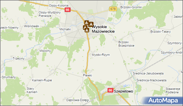 mapa Mystki-Rzym, Mystki-Rzym na mapie Targeo
