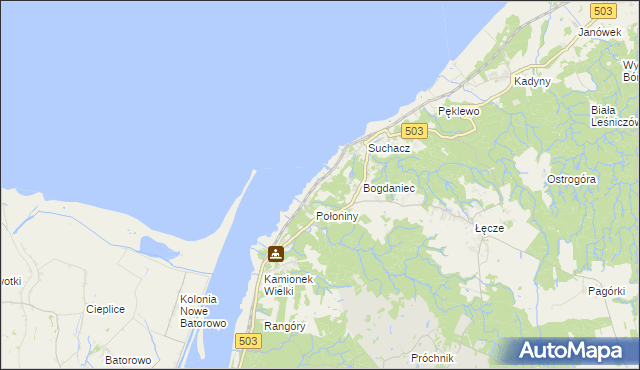 mapa Nadbrzeże gmina Tolkmicko, Nadbrzeże gmina Tolkmicko na mapie Targeo