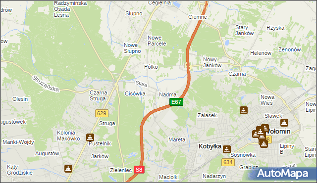 mapa Nadma, Nadma na mapie Targeo