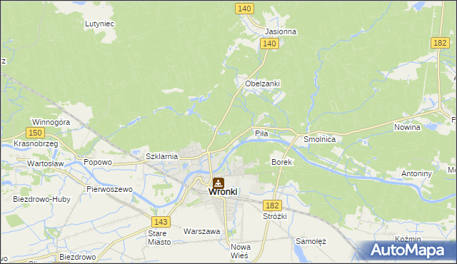mapa Nadolnik gmina Wronki, Nadolnik gmina Wronki na mapie Targeo