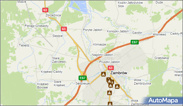 mapa Nagórki-Jabłoń, Nagórki-Jabłoń na mapie Targeo
