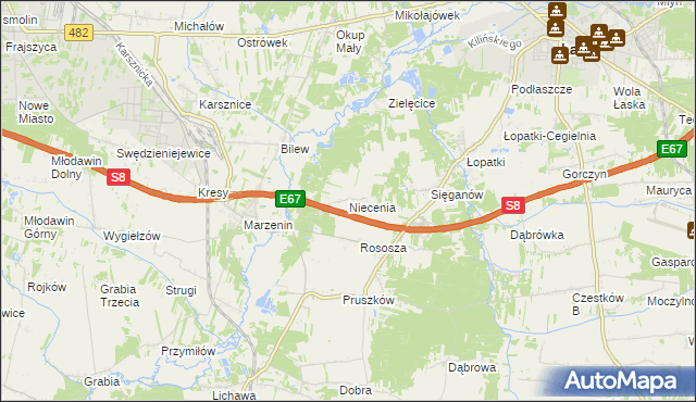 mapa Niecenia, Niecenia na mapie Targeo