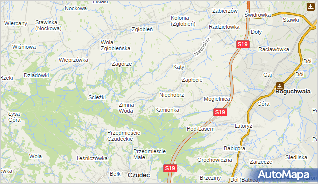 mapa Niechobrz, Niechobrz na mapie Targeo