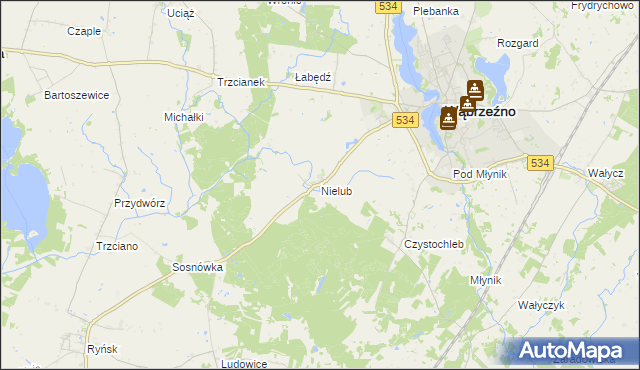 mapa Nielub, Nielub na mapie Targeo