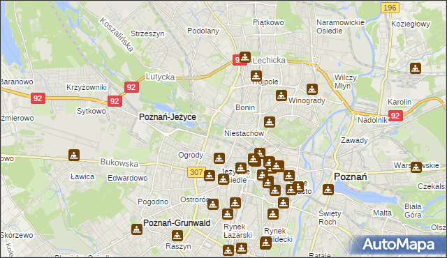 mapa Niestachów gmina Poznań, Niestachów gmina Poznań na mapie Targeo