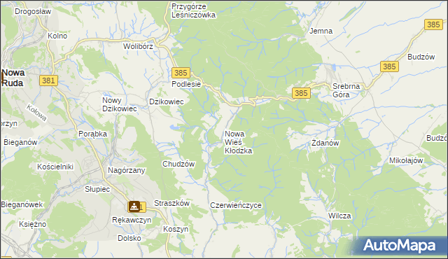 mapa Nowa Wieś Kłodzka, Nowa Wieś Kłodzka na mapie Targeo