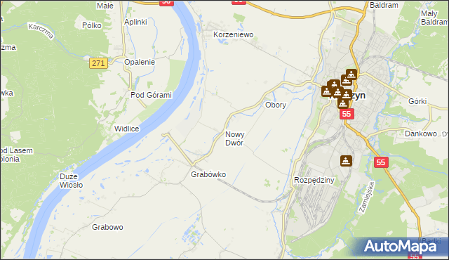 mapa Nowy Dwór gmina Kwidzyn, Nowy Dwór gmina Kwidzyn na mapie Targeo