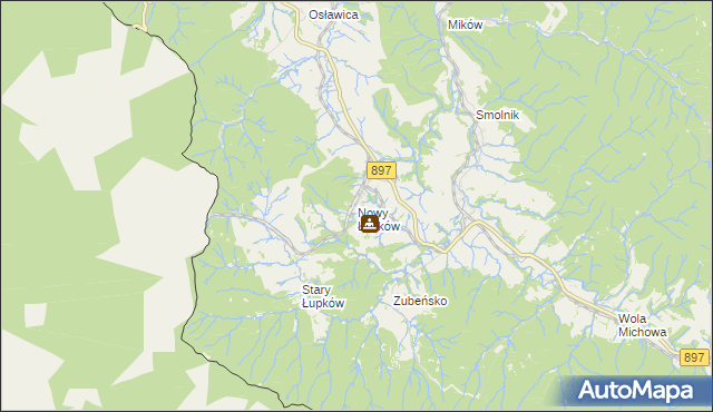 mapa Nowy Łupków, Nowy Łupków na mapie Targeo