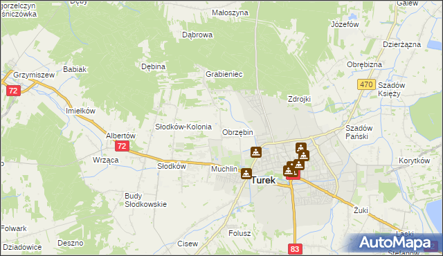 mapa Obrzębin, Obrzębin na mapie Targeo
