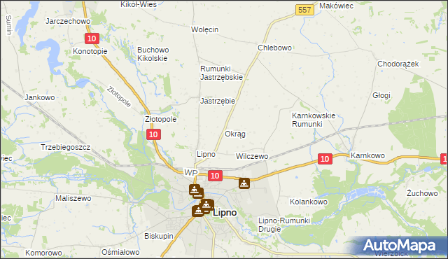 mapa Okrąg, Okrąg na mapie Targeo