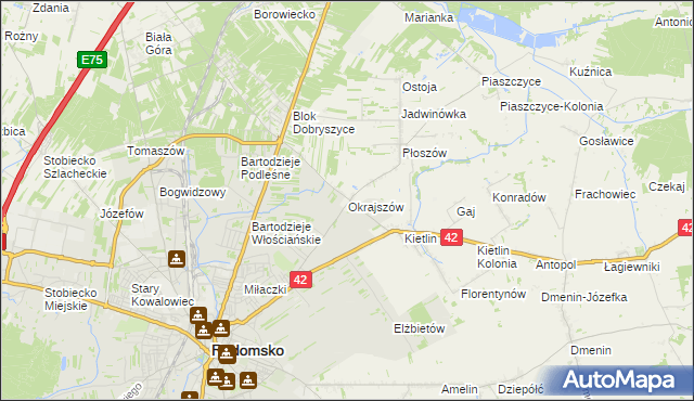 mapa Okrajszów, Okrajszów na mapie Targeo