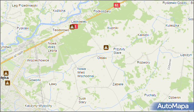 mapa Ołdaki gmina Rzekuń, Ołdaki gmina Rzekuń na mapie Targeo