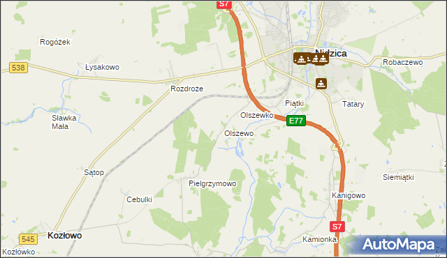 mapa Olszewo gmina Nidzica, Olszewo gmina Nidzica na mapie Targeo