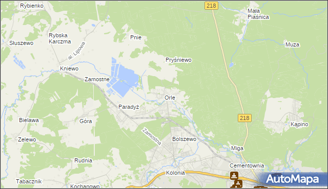 mapa Orle gmina Wejherowo, Orle gmina Wejherowo na mapie Targeo
