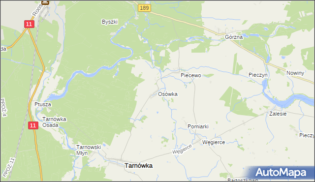 mapa Osówka gmina Tarnówka, Osówka gmina Tarnówka na mapie Targeo