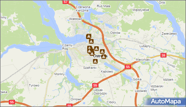 mapa Ostróda, Ostróda na mapie Targeo