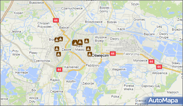 mapa Oświęcimia, Oświęcim na mapie Targeo