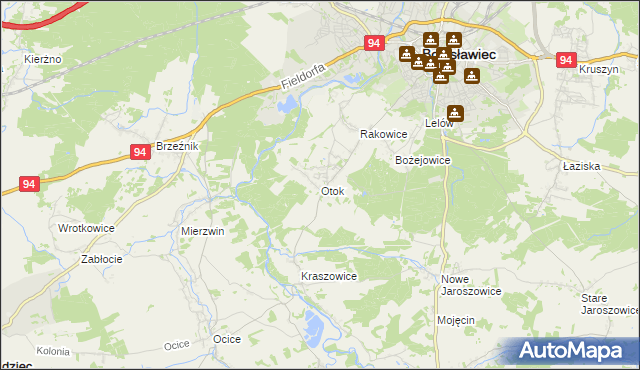 mapa Otok gmina Bolesławiec, Otok gmina Bolesławiec na mapie Targeo
