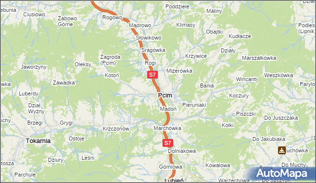 mapa Pcim, Pcim na mapie Targeo