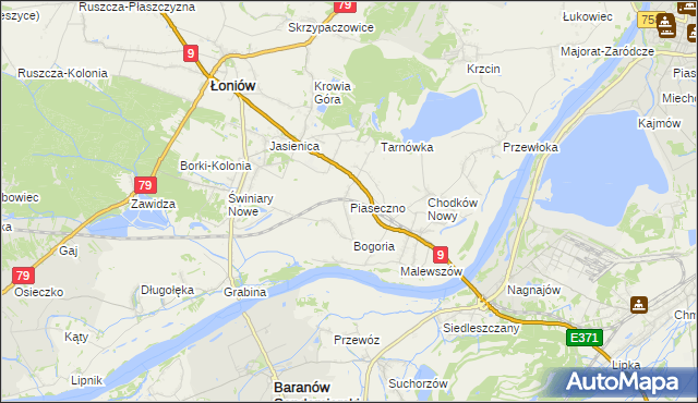 mapa Piaseczno gmina Łoniów, Piaseczno gmina Łoniów na mapie Targeo