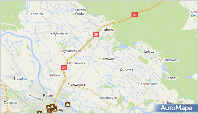 mapa Piastowice gmina Lubsza, Piastowice gmina Lubsza na mapie Targeo