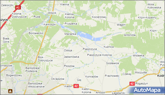 mapa Piaszczyce, Piaszczyce na mapie Targeo