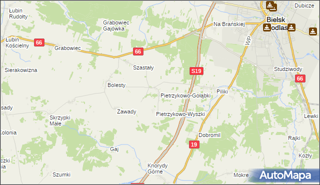 mapa Pietrzykowo-Gołąbki, Pietrzykowo-Gołąbki na mapie Targeo