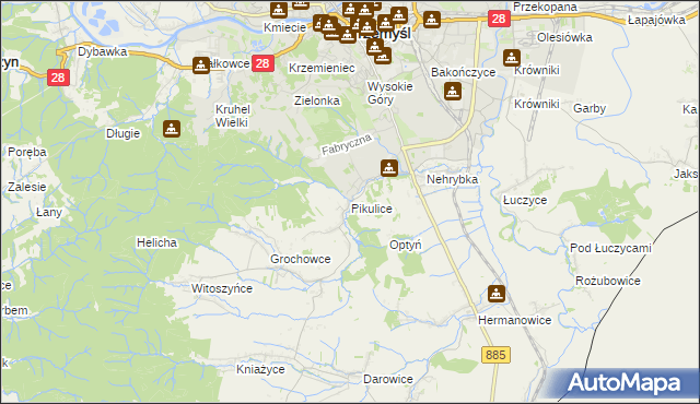 mapa Pikulice, Pikulice na mapie Targeo