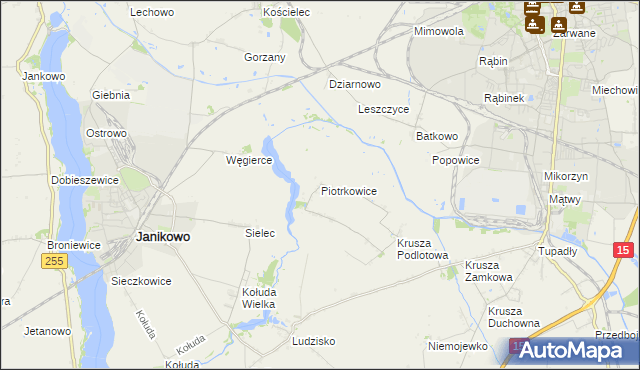 mapa Piotrkowice gmina Inowrocław, Piotrkowice gmina Inowrocław na mapie Targeo