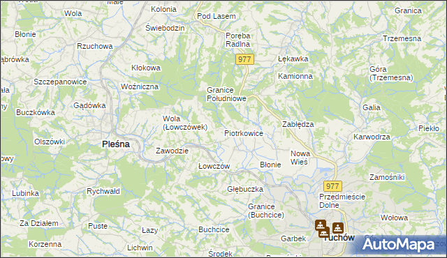 mapa Piotrkowice gmina Tuchów, Piotrkowice gmina Tuchów na mapie Targeo
