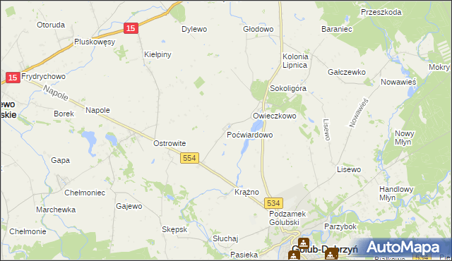 mapa Poćwiardowo, Poćwiardowo na mapie Targeo