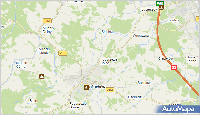 mapa Podbrzezie Dolne, Podbrzezie Dolne na mapie Targeo