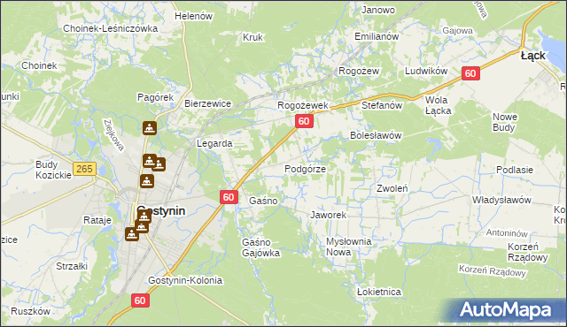 mapa Podgórze gmina Gostynin, Podgórze gmina Gostynin na mapie Targeo