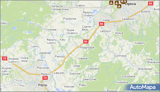 mapa Podgrodzie gmina Dębica, Podgrodzie gmina Dębica na mapie Targeo