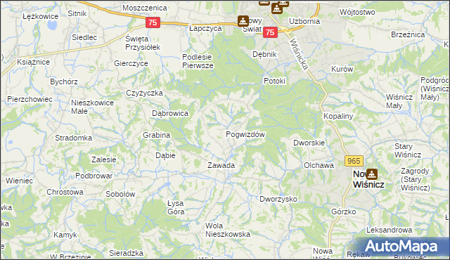 mapa Pogwizdów gmina Bochnia, Pogwizdów gmina Bochnia na mapie Targeo