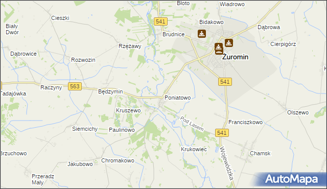 mapa Poniatowo gmina Żuromin, Poniatowo gmina Żuromin na mapie Targeo