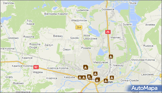 mapa Posada gmina Kazimierz Biskupi, Posada gmina Kazimierz Biskupi na mapie Targeo