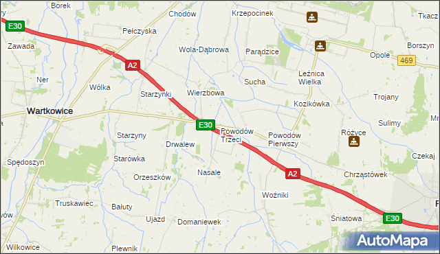 mapa Powodów Trzeci, Powodów Trzeci na mapie Targeo