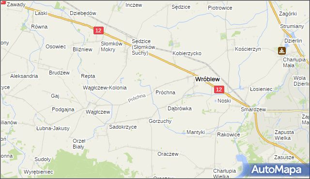 mapa Próchna, Próchna na mapie Targeo