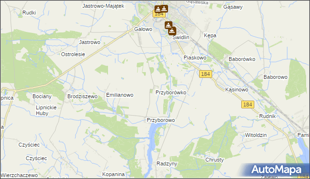 mapa Przyborówko, Przyborówko na mapie Targeo