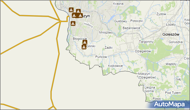 mapa Puńców, Puńców na mapie Targeo