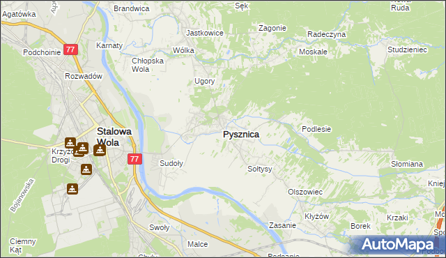 mapa Pysznica, Pysznica na mapie Targeo