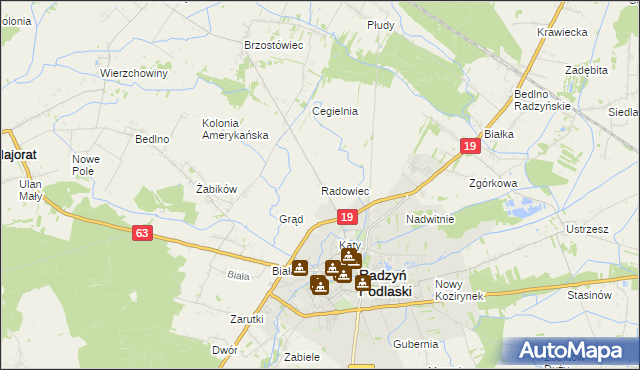 mapa Radowiec, Radowiec na mapie Targeo
